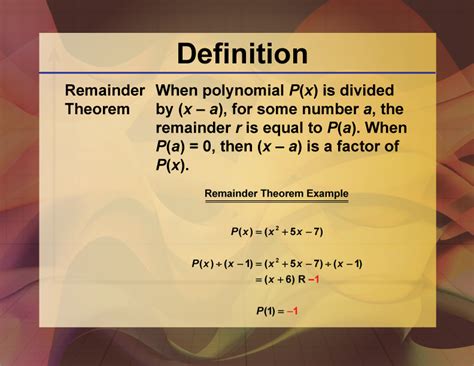 remainder theorem definition math